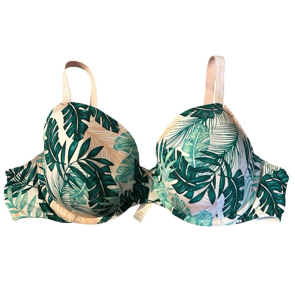 Cacique Lane Bryant Lightly Lined T-Shirt Underwire Tropical Floral Bra 44B